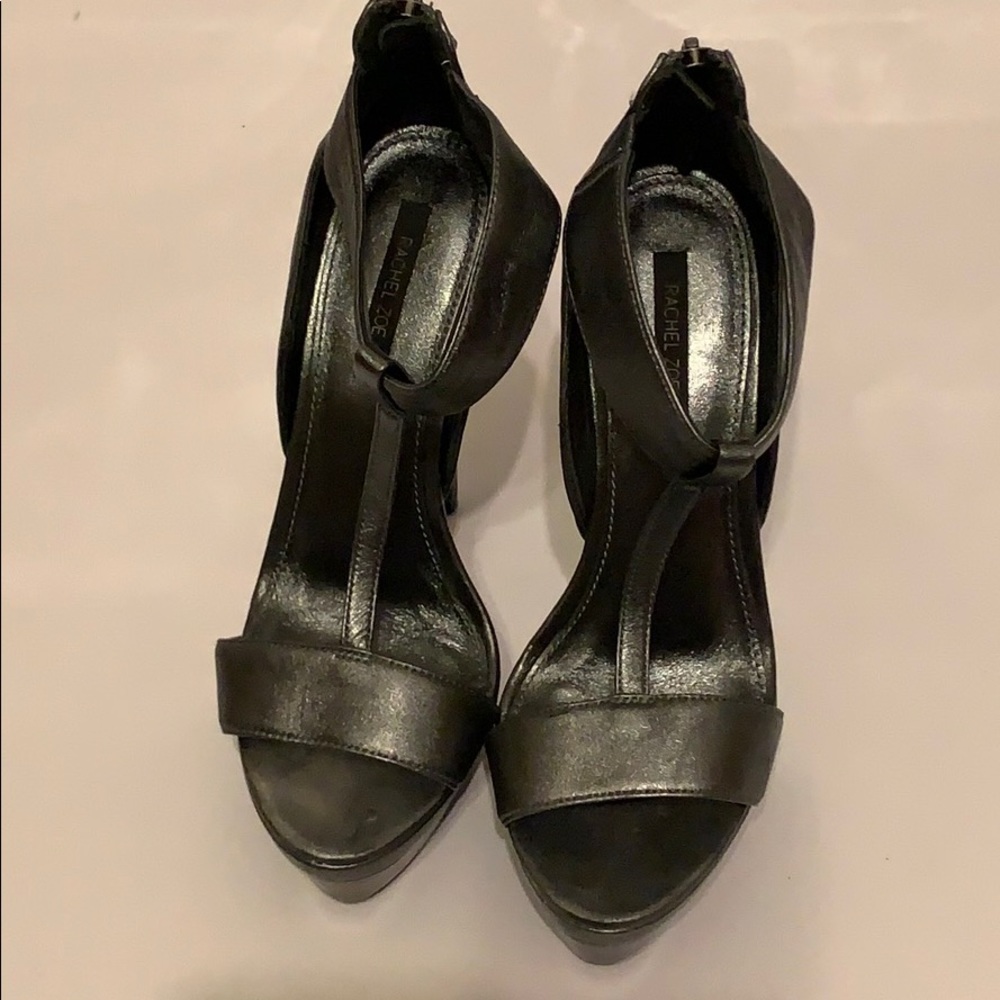 Rachel Zoe Shiny Black Platform Sandals - Picture 4 of 8